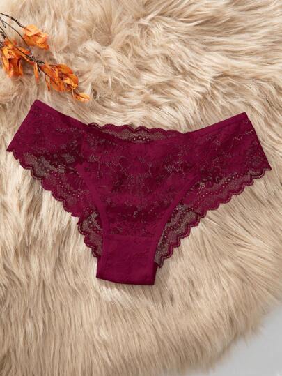 Seamless Lace Trim White Underwear (Thong)