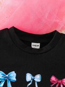 2pcs Baby Girl Casual Bow & Dot Print Denim Outfit Sets, Fashionable & Cute Style,Summer