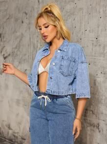 SHEIN SXY Women's Casual Denim Jacket For Outdoor Travel