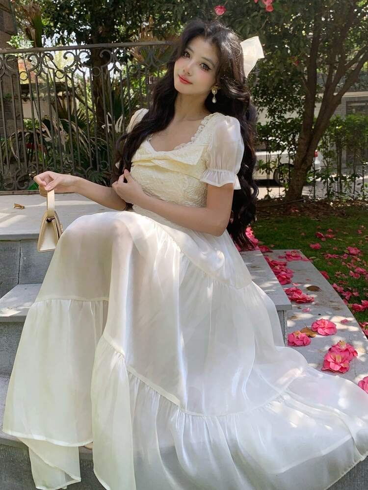 Summer New Elegant Umbrella Midi Dress For Women, Suitable For Music Festivals Prom Dress
