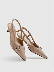 CUCCOO BIZCHIC Modische Damen Spitze Ketten-Absatz High Heel Pumps, Pendler Stil