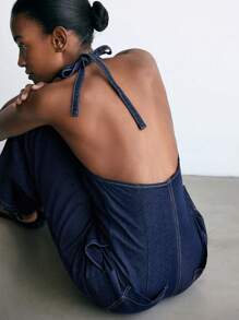 Maija 女士蓝色牛仔无袖吊带连体裤