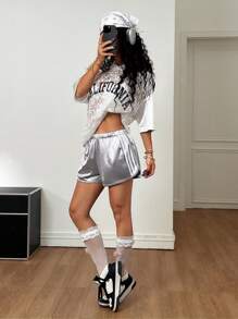 Coolane 女士夏季外出 Y2K Gyaru 比赛日健身运动服迷你毛衣短裤