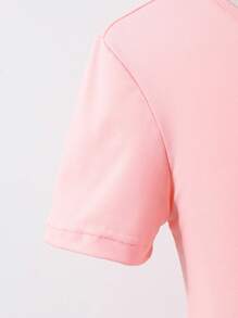 2pcs/Set Tween Girls Tutu Mesh Skirt And Cross Back Short Sleeve T-Shirt, Ballet Style, Spring/Summer - Pink - View 4