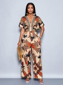 SOLERSUN Monos de mujer para verano con mangas tipo murciélago y estampado de cadena