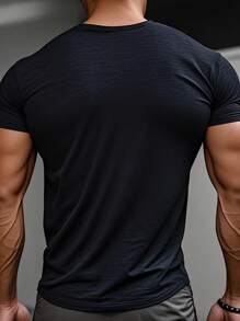 Manfinity LEGND Áo thun nam tay ngắn in hình chữ thập thường ngày, mùa hè - màu đen - Xem 2