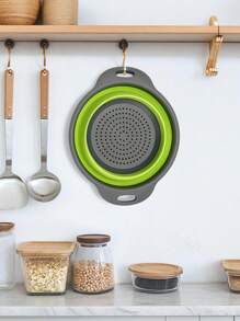 1 pieza Colador plegable, Colador grande/pequeño plegable con mango, Accesorio de cocina plegable y ahorra espacio, Apto para limpiar y drenar rápidamente verduras y frutas en la cocina o restaurante, Juego de coladores plegables de silicona, Perfecto para verduras y frutas para uso en la cocina, viajes y campamentos - Verde - Ver 8