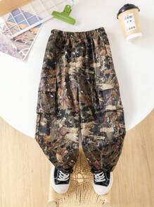 SHEIN Young Boys Casual Comfortable Versatile Printed Drawstring Pants - Multicolor - View 6