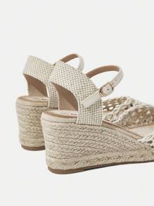 Styleloop Sandalias de cuña y plataforma estilo bohemio con hebilla ajustable para mujer - Albaricoque - Ver 5