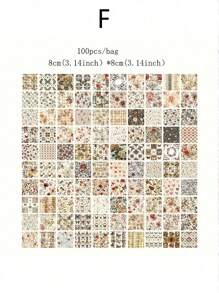 SHEIN 1 Book / 100 Sheets Of Classic Decorative Paper, 6 Styles, 100 Unique Designs, Back To School Supplies, Suitable For Scrapbooking, Journaling, Crafts, Memos And Origami, General Stationery, Makes A Perfect Small Gift