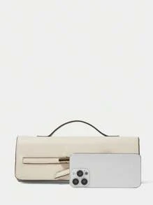 SHECARRY 女士时尚百搭休闲简约手提包 - 米色 - 查看 3