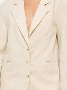 AiiRZ Blazer surdimensionné à l'apparence de lin professionnel avec fermeture à boutons. Vêtement de travail élégant, décontracté mais professionnel pour le bureau. Veste de costume légère et taillée pour le printemps et l'été - Nude - Voir 5