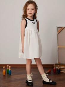 PrepCrw PrepCrw Young Girls White Preppy Style Dress, Spring/Summer Girls School Uniform Teen Girl Clothes For School Uniform School For Girls School Dress First Day Of School Outfits Cute Back To School Clothes Cute Tops For School Dress