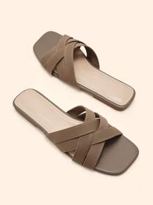 CUCCOO BASICS Dép đế bằng CUCCOO thời trang nữ thoải mái giản dị - màu nâu - Xem 5