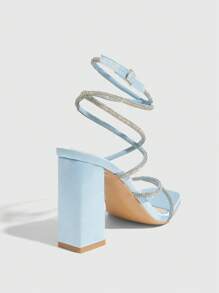 CUCCOO SZL Tacones altos de moda con decoración de strass y diseño de hebilla ajustable para mujer CUCCOO