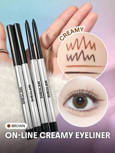 SHEGLAM On-Line Creamy Eyeliner-Brown Waterproof Matte Gel Eyeliner Pencil Smudge-Proof Long Lasting Nourishing Eyeliner With Botanicals Sodium Hyaluronate Eyeliner Henna Brand Beauty Makeup Face Paint Cosmetic For Women Girls Perfect For Fall Winter Ideal For Y2K Fancy Fashion Suitable For Birthday Christmas Present Party Ready Best Color