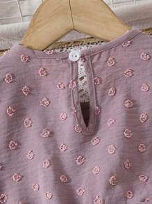 Outfit coordinato mamma-figlia: Abito estivo in jacquard tessuto a trama con maniche corte, per bambina e ragazze, abito casual con vita arricciata e colore tinta unita dolce e adorabile, design alla moda per bambine