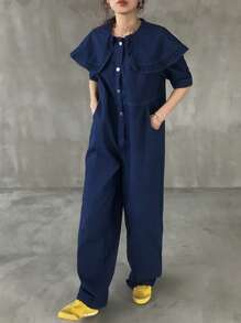 FRIFUL Combinaison en jean pour femmes avec sangles réglables, tenue d'été , volants