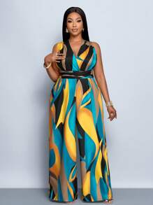 SOLERSUN 大码春夏时尚，优雅性感，情人节，婚礼季派对，音乐节，海滩，海滨度假，浪漫约会，露背领带，交叉腰带 - 黃色 - 查看 5