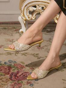 CUCCOO TILAWA Women's Pointed Toe Stiletto Heels Sandals, Versatile - Gold - View 4