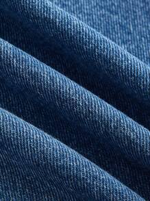 SHEIN MOD Jeans azules de pierna recta para talla grande - Azul lavado medio - Ver 3