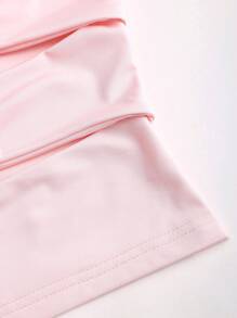 Sweetra 全新 Y2K 风格花朵图案褶皱腰修身短款抹胸女式 - 淺粉色 - 查看 5