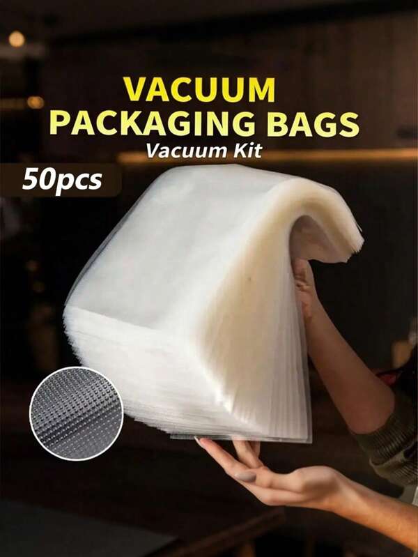 SHEIN 50pcs/Lot Vacuum Sealer Bags, Vacuum Packaging Bags For Vacuum Sealer Machine, Vacuum Sealer Storage Bags Kitchen Tool Fresh Food Preservation, Kitchen Supplies Accessories