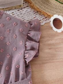 Outfit coordinato mamma-figlia: Abito estivo in jacquard tessuto a trama con maniche corte, per bambina e ragazze, abito casual con vita arricciata e colore tinta unita dolce e adorabile, design alla moda per bambine