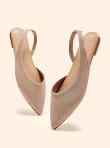 CUCCOO BASICS Women'S Fashionable Apricot Fabric Pointed Toe Flats For Christmas - Apricot - View 5