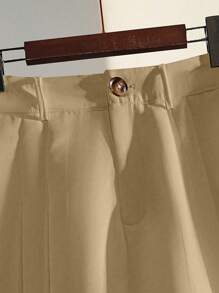 Franclia Women's Pleated Casual Shorts, Solid Color, Fashion, Suitable For Summer - Khaki - View 7