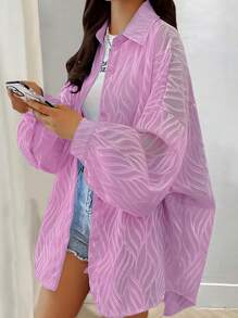 INAWLY Women's Loose Jacquard Casual Shirt, Fashionable For Summer Fall Cloth For Women