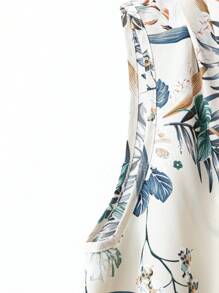 SHEIN VCAY Set di 2 pezzi composto da un top stampato a tema tropicale e pantaloni strutturati, adatto a taglie forti per l'estate