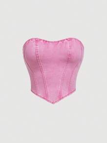 SHEIN MOD Women Denim Camisole Top, Solid Color, Fashionable For Summer - Pink - View 1