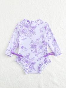 Baby Girl Animal & Plant Print Swimsuit - Multicolor - View 5