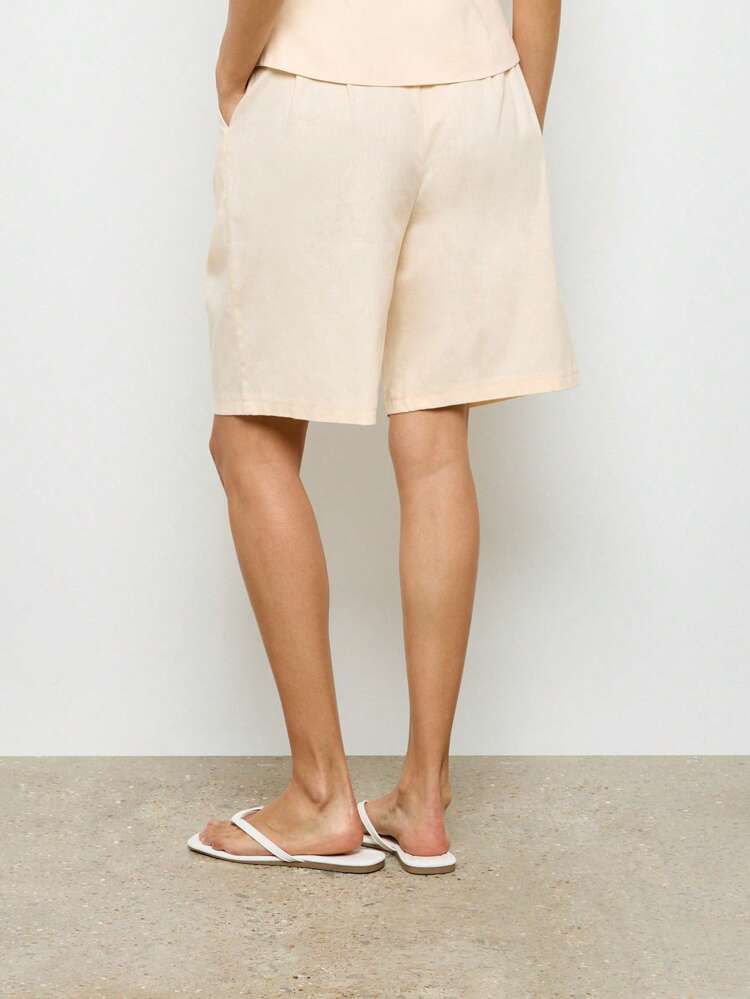 High Waist Casual Relaxed Fit Bermuda Shorts