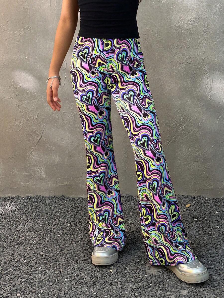 Coolane Kids Tween Girls Elastic Waist Allover Print Casual Pants, Daily Wear - Multicolor - View 1