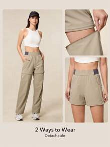 OutZeal Pantalones impermeables y resistentes al desgarre de nailon 2 en 1 para caminar al aire libre, de tiro alto y longitud completa, para senderismo