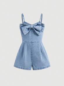 SHEIN Kleine Mädchen blaue Denim-Latzhose