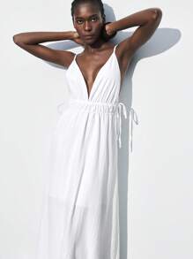 Maija Robe sans manches de couleur unie pour femmes, sexy été
