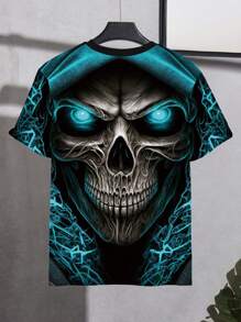 Manfinity LEGND Áo thun cổ tròn in hình đầu lâu 3D thời trang nam, mùa hè - Nhiều màu - Xem 2