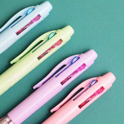 4PCS Pastel Ballpoint Pen Set Refillable Ink Cartridge Smooth Writing Office School Supplies Journaling Note Taking Premium Metal Tip Marker Pens