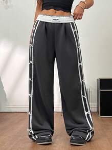 Coolane Pantaloni larghi da donna in tuta per festival estivi, uscire, streetwear, carini, in stile Y2K, con decorazione a trama con fiocco