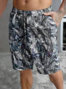 Manfinity LEGND Plus Size Men's Casual Camo Printed Shorts, Summer