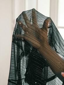 SHEIN Clasi 夏季大码女式性感闪亮透视网眼上衣 - 墨綠色 - 查看 6