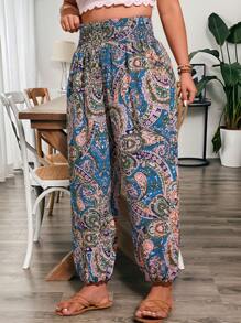 Breezaya Plus Size Paisley Print Casual Pants