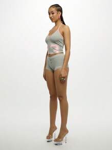 SUMWON WOMEN Mikrofaser-Retro-Boxershorts mit hoher Taille, Kompression, für Training, Laufen, Tanz, Feuchtigkeitsableitend, schnelltrocknend, Aktivbekleidung