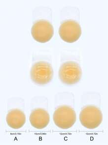 SHEIN 1 Pair Women's Silicone Invisible Nipple Covers, Flesh-Colored, Round Shape - Brown - View 3