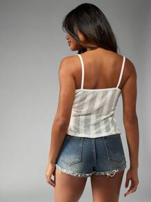 MISSGUIDED 针织纽扣前吊带背心，无袖开叉胸围夏季海滩度假节短款背心，纽扣细节 - 白色 - 查看 4