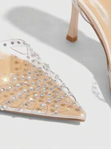 CUCCOO SZL Cuccoo Women's Fashionable Crystal Embellished High Heel Pumps, Summer - Apricot - View 5