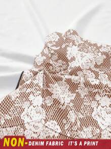 SHEIN SXY Volldruck Spitzenkleid im Lässig Slim-Fit Stil, passend für den Sommer